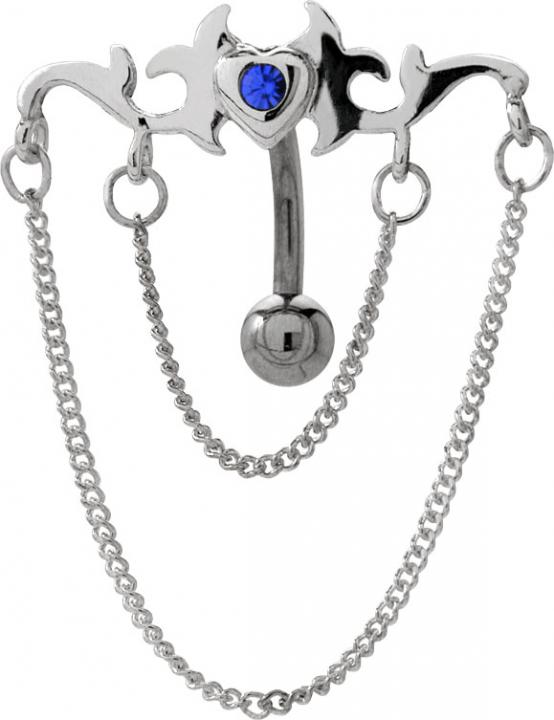 ubpc104_kopie Bauchnabelpiercing Tribal mit Ketten und Kristall Stein Stahl Banane