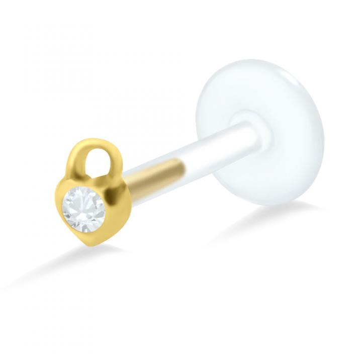 PTFE Tragus Labret Herzschloss II silber schwarz goldfarbig roségoldfarbig