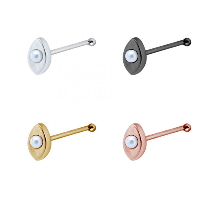 Nasenstecker Pin Perle Silber silberfarbig schwarz goldfarbig roségoldfarbig