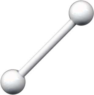 15003 Barbell Piercing Weiß mit Kugeln Stahl Hantel 1.2 / 1.6mm