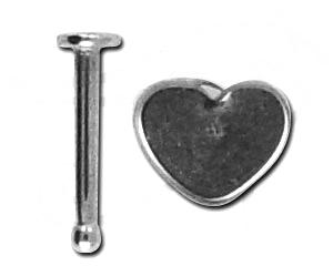 sl552d Nasenstecker Pin Herz Motiv Stahl 1.0 Nasenpiercing gerade