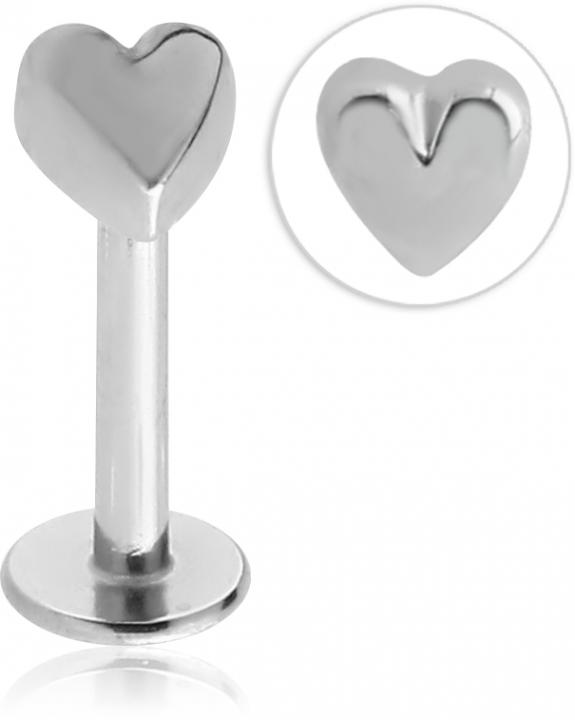 Stahl Piercing Motiv Herz klein nur Aufsatz oder mit Barbell oder Labret (wählbar)