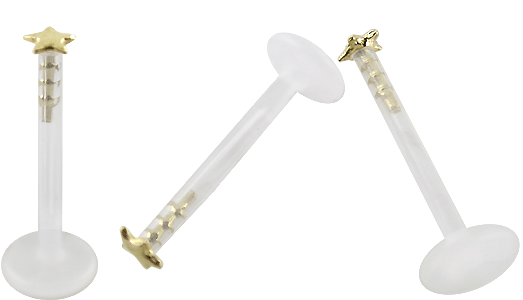 14KBPBLT004 PMFK Piercing Labret Stecker 14karat Gold mit 3.5mm-Stern