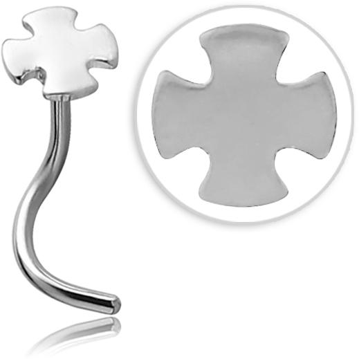 Nasenstecker Spirale mit Kreuz Motiv Stahl Nasenpiercing 0.8mm