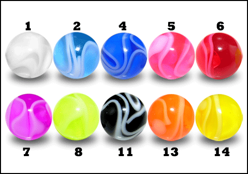 Piercing Acryl Kugel marmoriert 10 Farben Verschluss 1.6 Schraubkugel