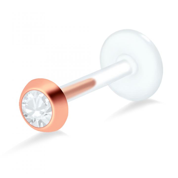 PTFE Tragus Labret Kristall silber schwarz goldfarbig roségoldfarbig