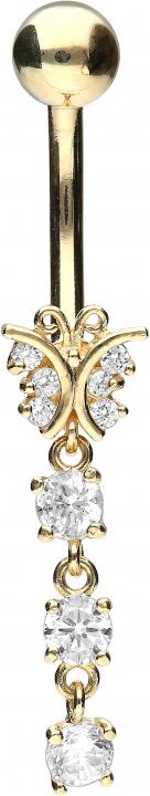 🦚 Bauchnabelpiercing 18karat Gold Gelbgold Schmetterling 1.6mm x 10mm 🦚 Bauchnabelpiercing 18karat Gold Gelbgold Schmetterling 1.6mm x 10mm