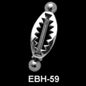 ebh59s Augenbrauenpiercing Rasierklinge mit Schild Stahl Banane 1,2 x 8 mm