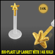 14KBPBLT010a PMFK Piercing Labret Stecker 14karat Echtgold mit 3.5mm-Seestern