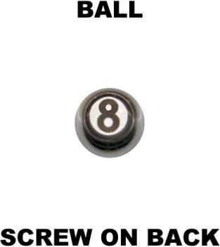 14084 Stahl Piercing Billard Kugel Schwarze 8 Verschluss 1.6mm Schraubkugel