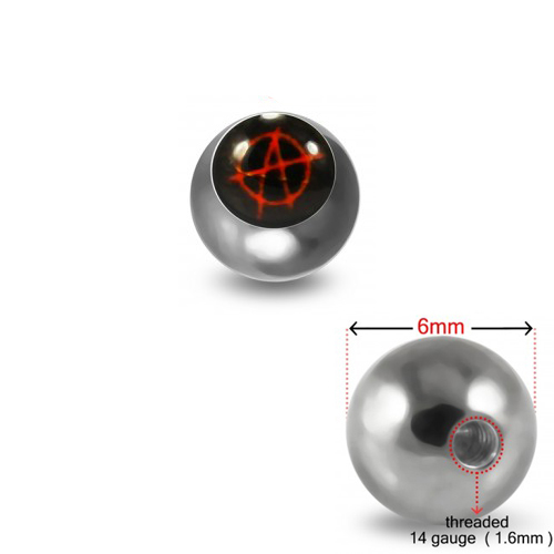 Schraubkugel aus Chirurgenstahl 316L mit Motiv Anarchy