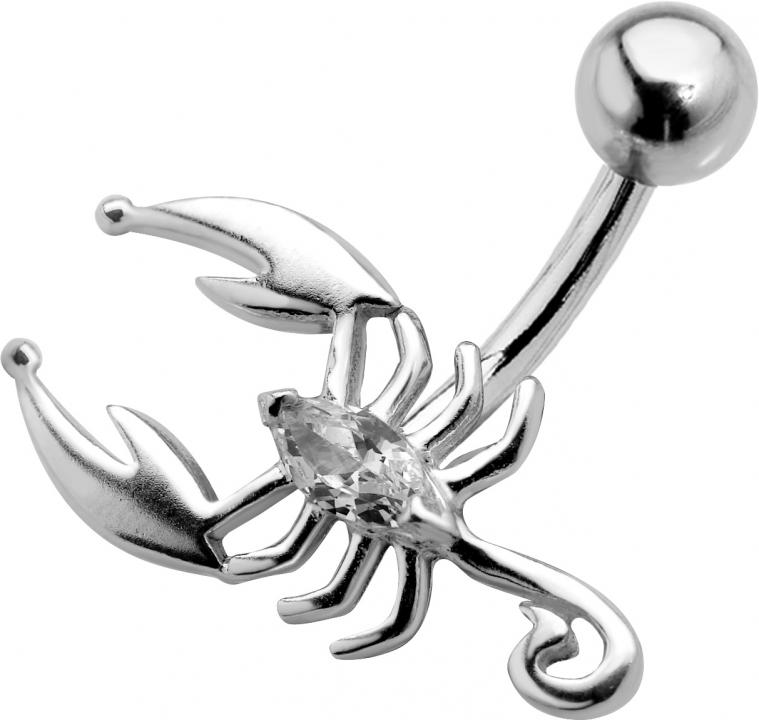 🦚 Bauchnabelpiercing mit Skorpion Stahl Banane 🦚 Bauchnabelpiercing mit Skorpion Stahl Banane