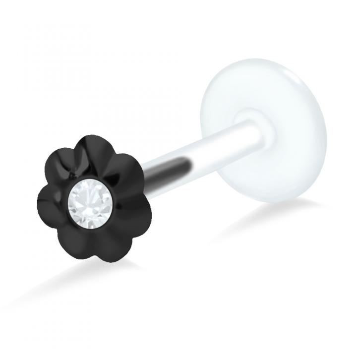 PTFE Tragus Labret Blume silber schwarz goldfarbig roségoldfarbig