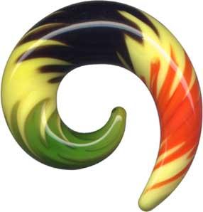 38083 Piercing Dehnungssichel aus Glas schwarz/gelb/rot Expander Claw