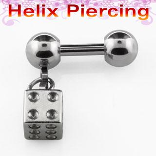 Helix Tragus 5mm Würfel und Kugeln Barbell mit Öse und Anhänger