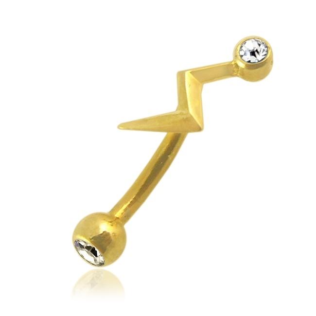 🦚 Augenbrauenpiercing Banane 14karat Gold Gelbgold mit 3mm-Kristallkugel 🦚 Augenbrauenpiercing Banane 14karat Gold Gelbgold mit 3mm-Kristallkugel