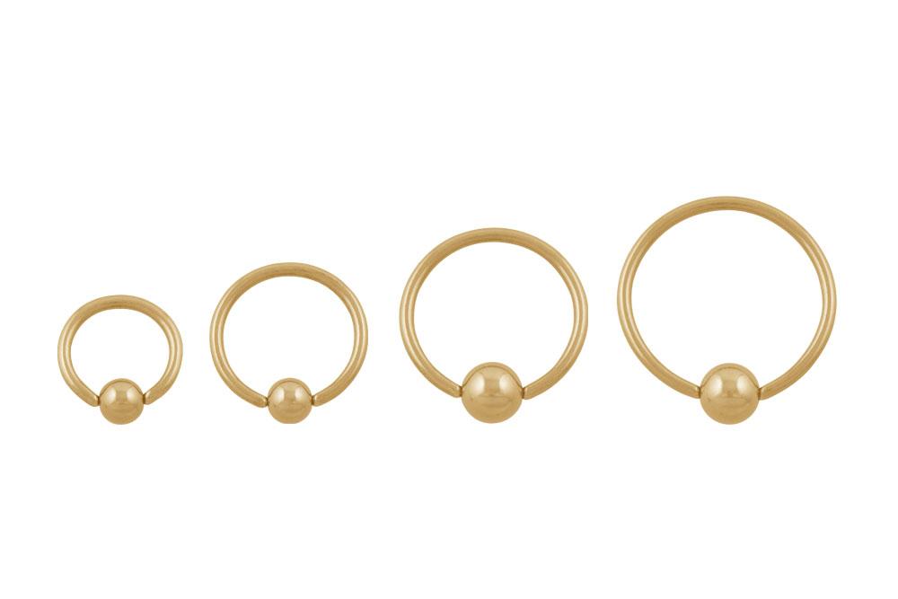 GL200b BCR Piercing Klemmkugelring Klemmring vergoldet Chirurgenstahl 1.0mm Stärke