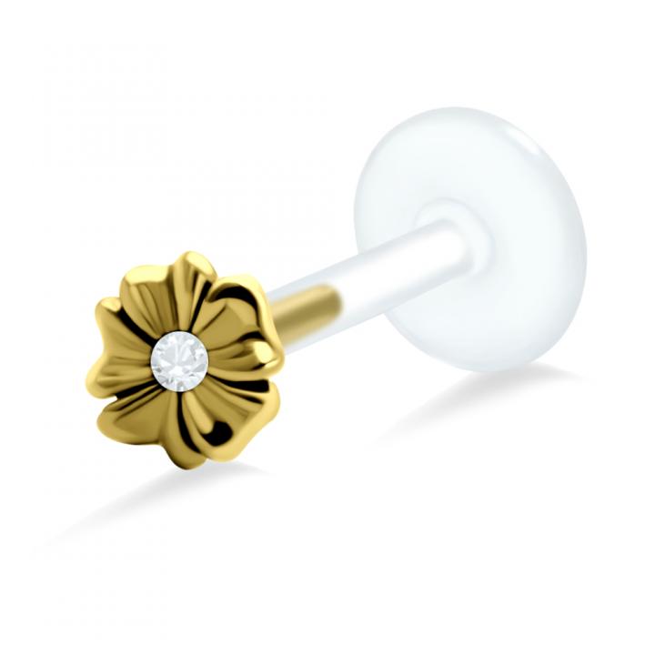 PTFE Tragus Labret Blume silber schwarz goldfarbig roségoldfarbig