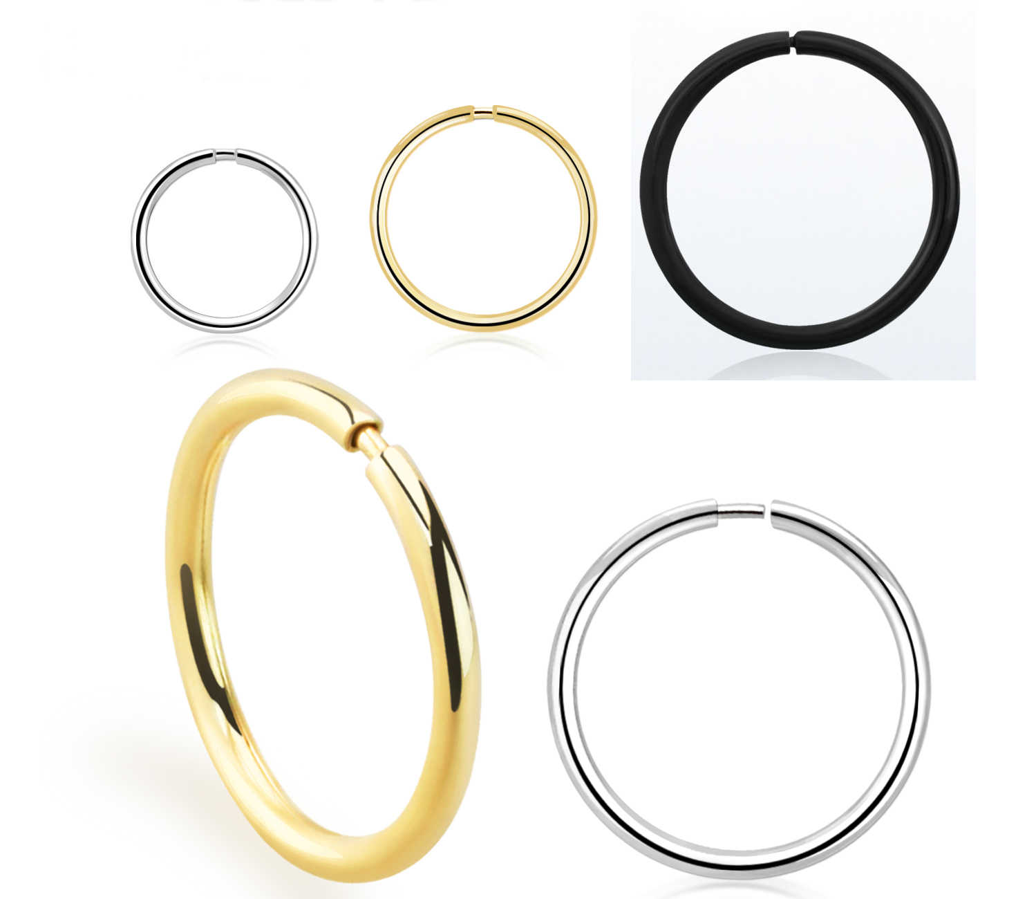 Nasenring aus 925er Sterling Silber silberfarbig goldfarbig schwarz Nasenpiercing 8mm/10mm/12mm