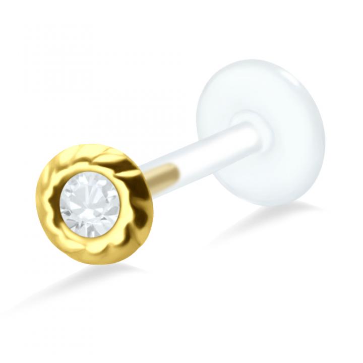 PTFE Tragus Labret Kristalldesign silber schwarz goldfarbig roségoldfarbig