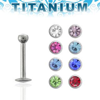 Piercing Labret Kristall Kugel 9 Farben Titan 1.2 mm Stecker