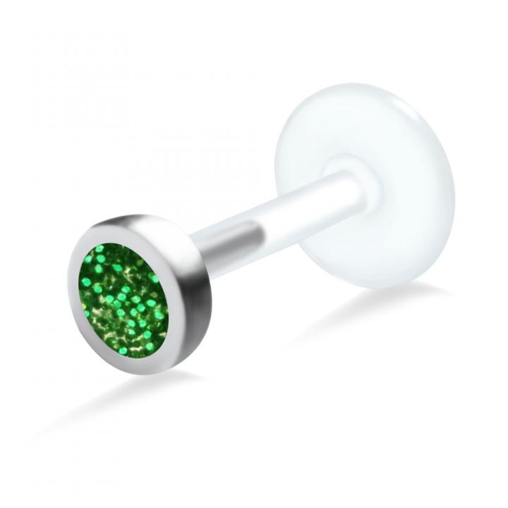 PTFE Tragus Labret Glitzerkristall (Kristallfarbe wählbar)