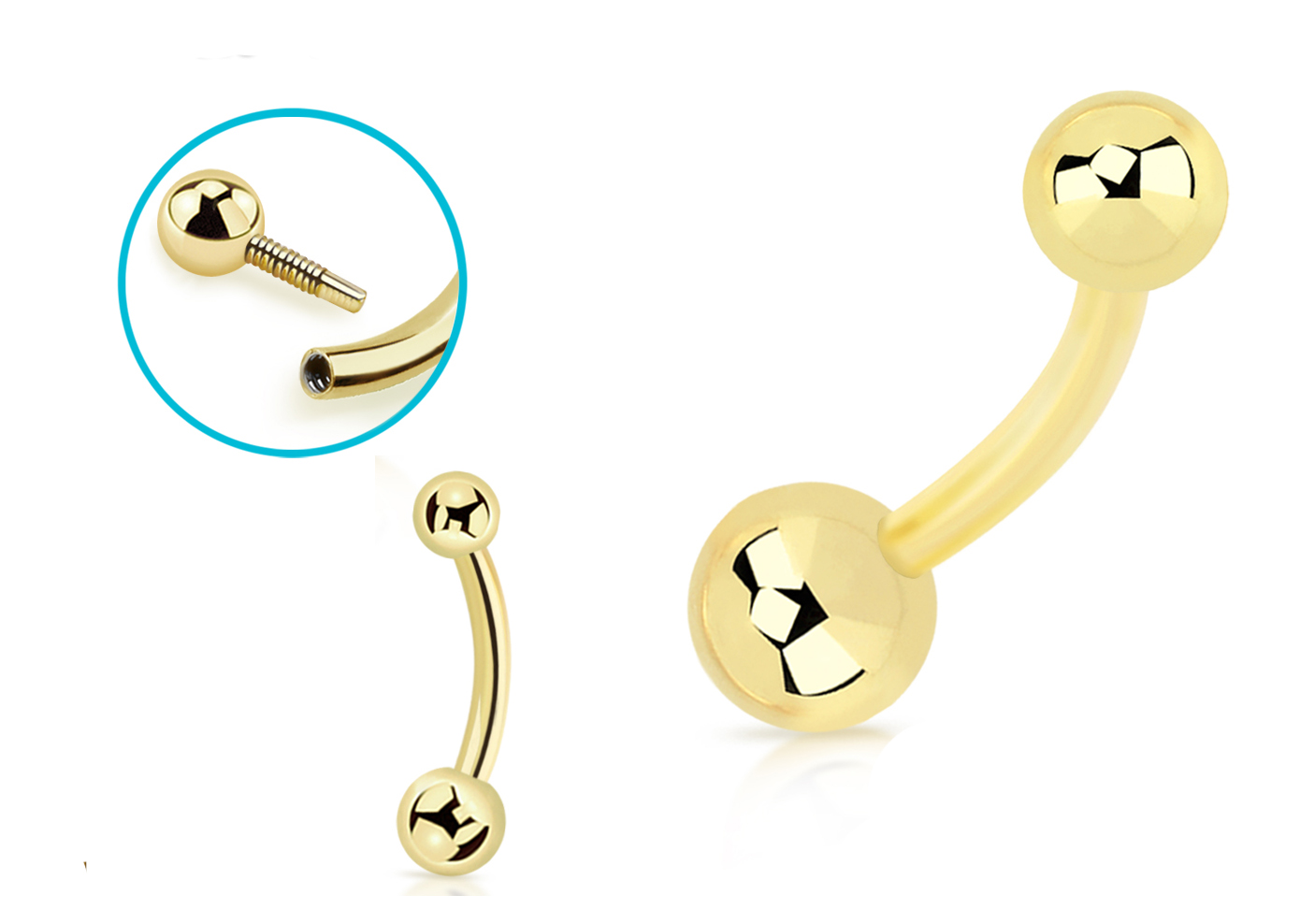 Banane Curved Barbell 14karat Gold Gelbgold   1.6mm x 10mm Banane Curved Barbell 14karat Gold Gelbgold   1.6mm x 10mm