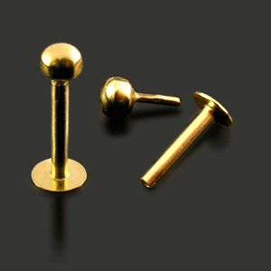 Piercing Labret Stecker 14karat Echtgold 3mm-Kugel Steckaufsatz mit Geschenkbox