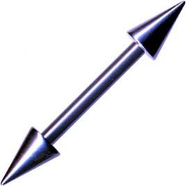 19004 Barbell Piercing Lila mit Spitzen Stahl Hantel 1.2 / 1.6 mm