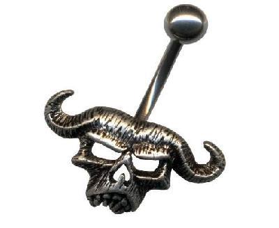 p1250_6 RAUS-DAMIT-PREIS Bauchnabelpiercing mit Teufel Widder Gothic Stahl Banane Schmuck