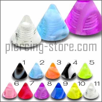 uvc010 Acryl Piercing Spitze marmoriert 11 Farben Verschluss 1.2mm