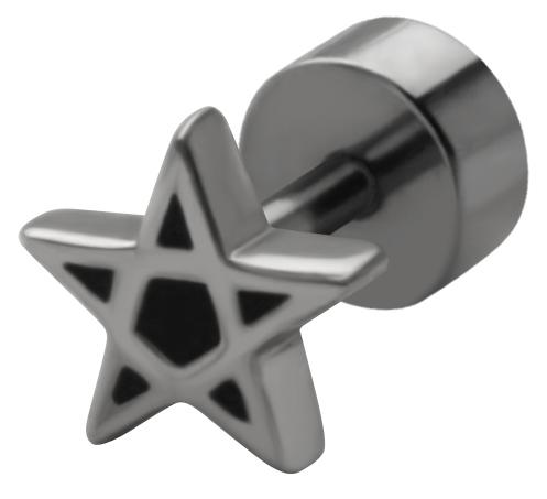 ssfp-07_kopie Stahl Piercing Kugel Pentagramm Motiv Verschluss 1.2mm Schraubkugel