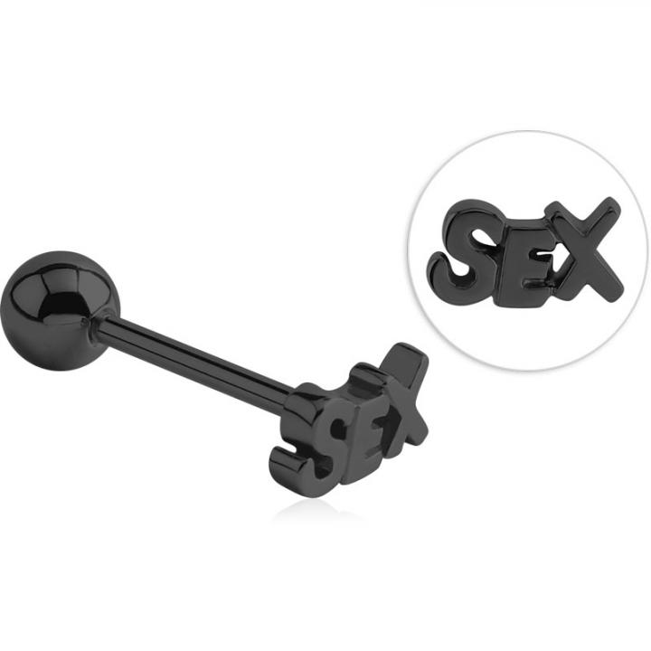 Barbell Piercing schwarz Motiv Sex Hantel 1.6mm Stärke