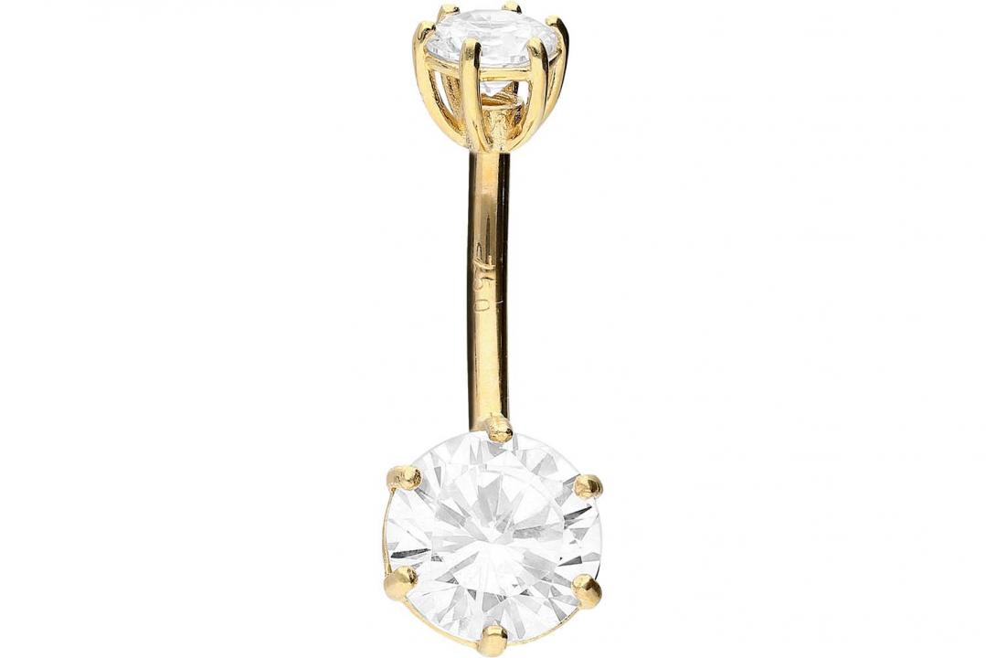 🦚 Bauchnabelpiercing 18karat Gold Kristalle Gelbgold 🦚 Bauchnabelpiercing 18karat Gold Kristalle Gelbgold