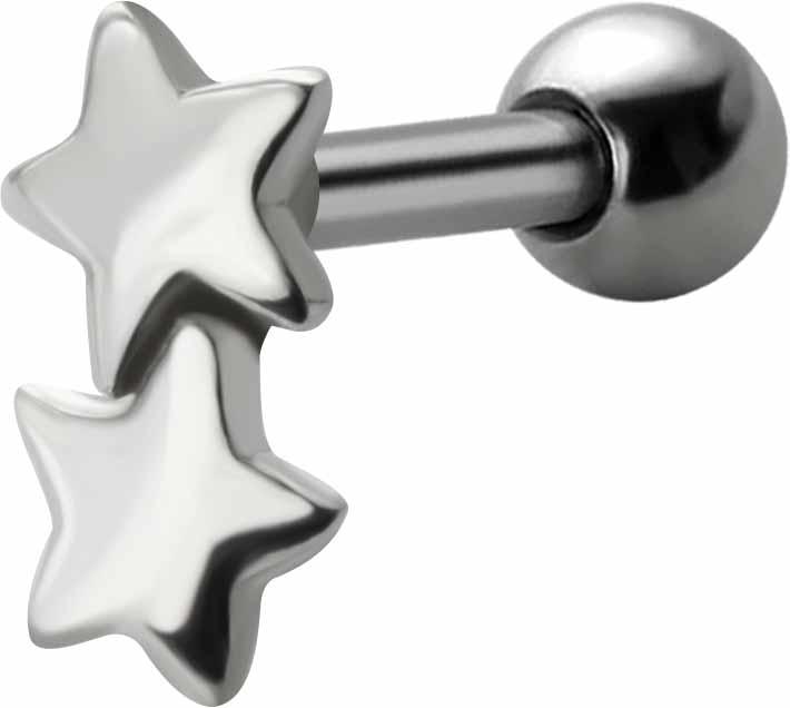 Helix Tragus Piercing 2 kleine Sterne Stahl Barbell Ohrpiercing