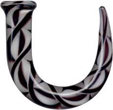 p3862_3 Piercing Dehnungssichel aus Glas schwarz/weiss Expander Claw