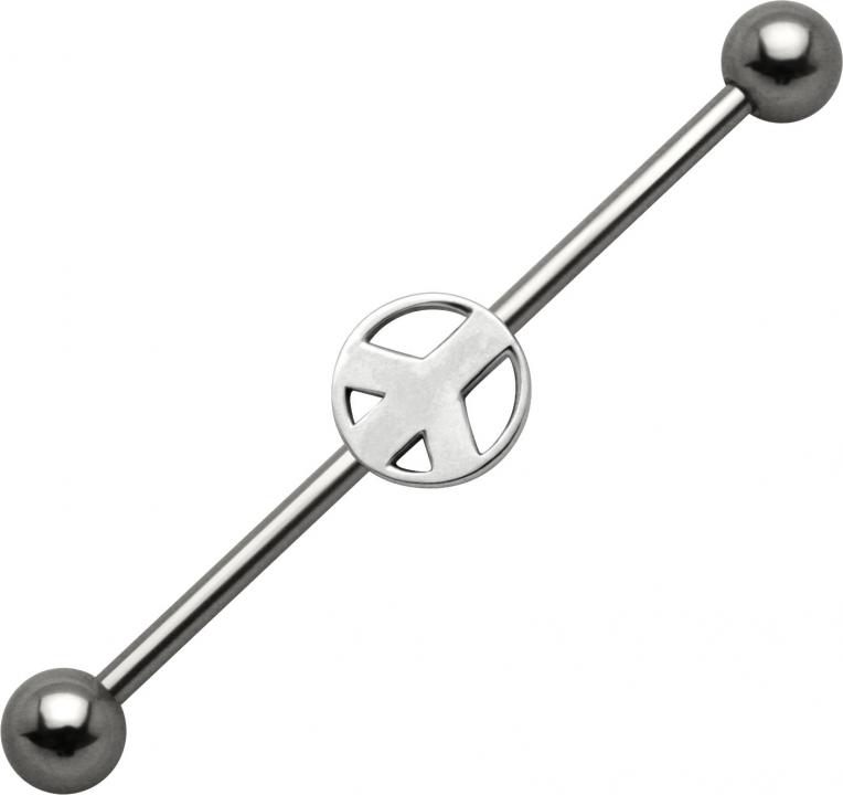 Industrial Piercing Peace Zeichen Stahl Barbell Ohr Schmuck