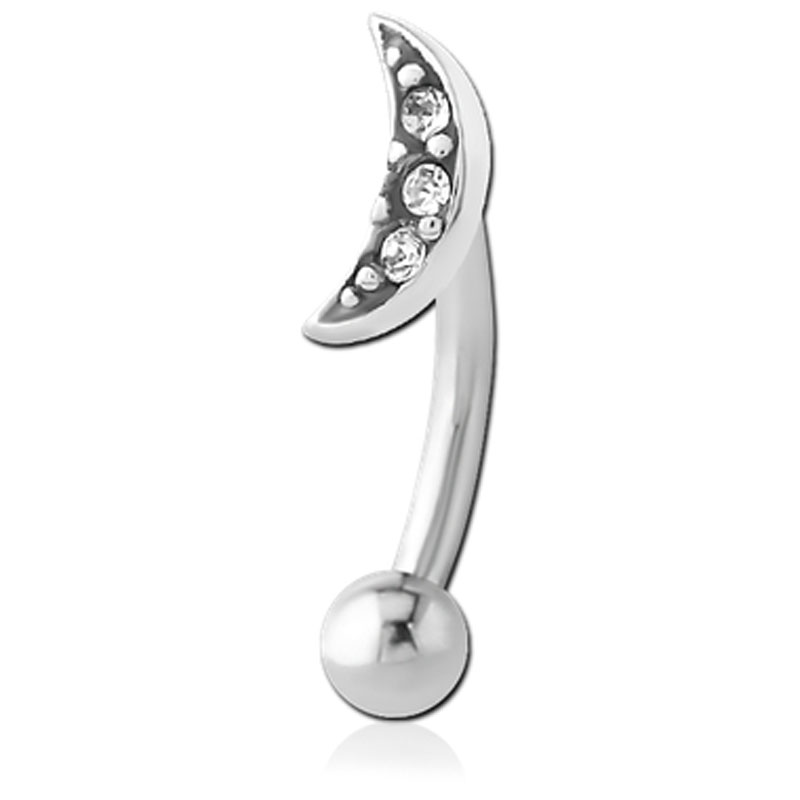 Augenbrauenpiercing Rook Piercing Chirurgenstahl Banane Mond mit Kristallen   1.2mm x 8mm