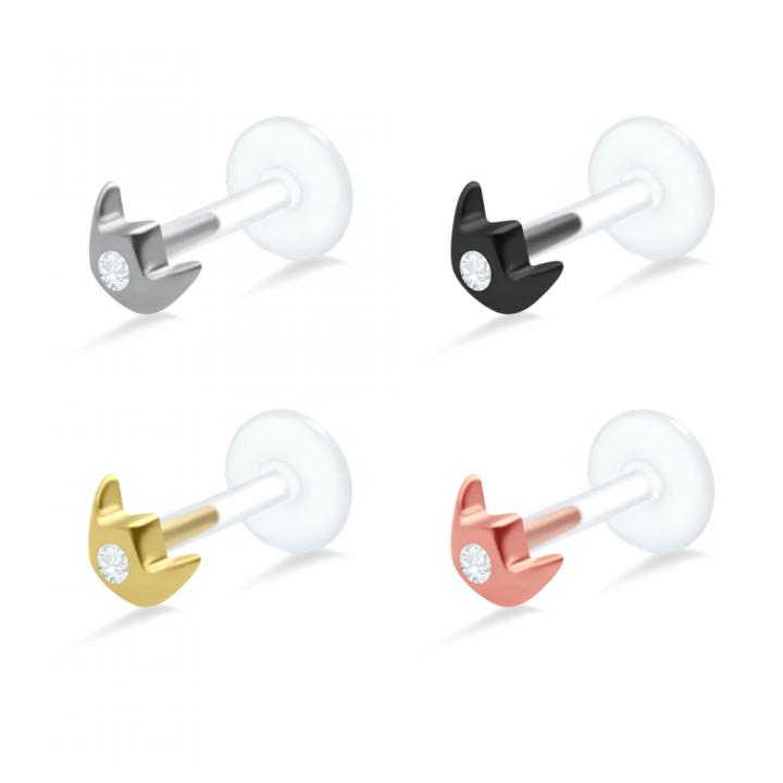 PTFE Tragus Labret Krone silber schwarz goldfarbig roségoldfarbig