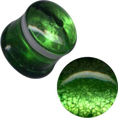 p3803_3 Plug Ohr Piercing aus Glas in Grün