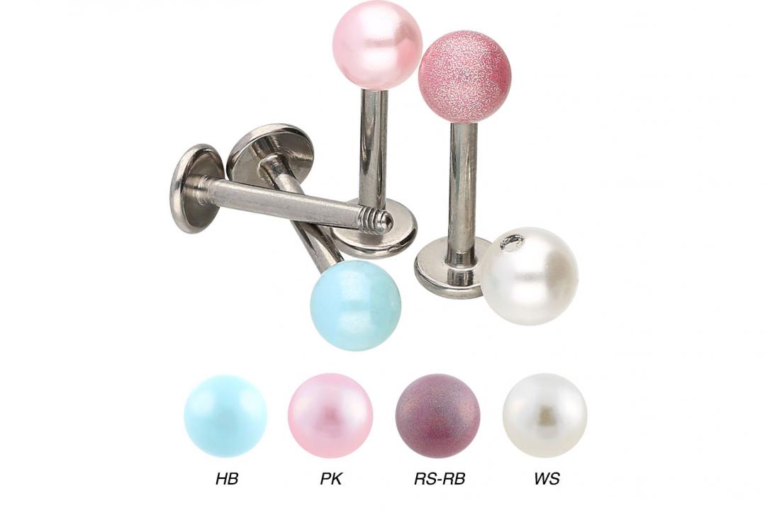 Piercing Titan Labret mit synthetischer Perle