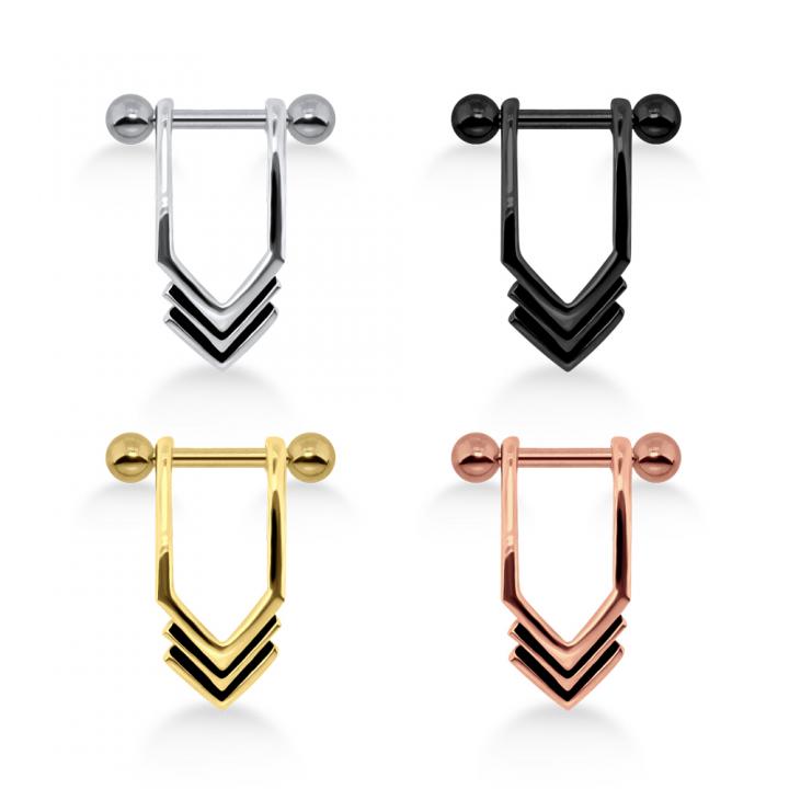 Helix Piercing Schild modernes Design silberfarbig schwarz goldfarbig roségoldfarbig