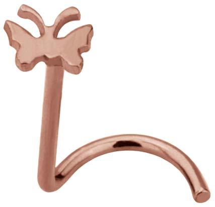 RL557H Nasenstecker Spirale Chirurgenstahl roségoldfarbig Schmetterling 0.8mm Stärke