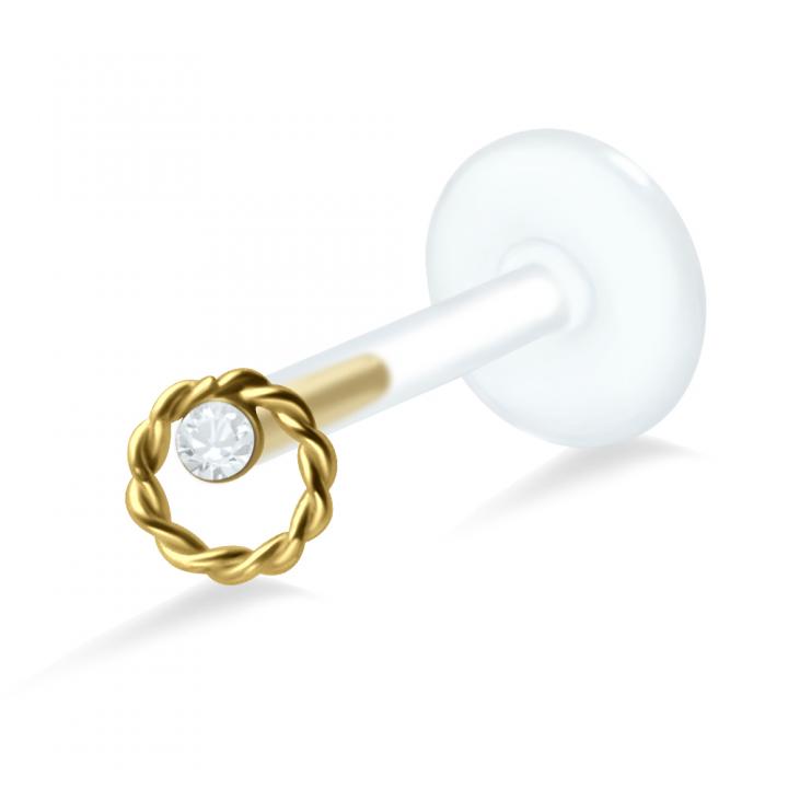 PTFE Tragus Labret Kristallkreis silber schwarz goldfarbig roségoldfarbig