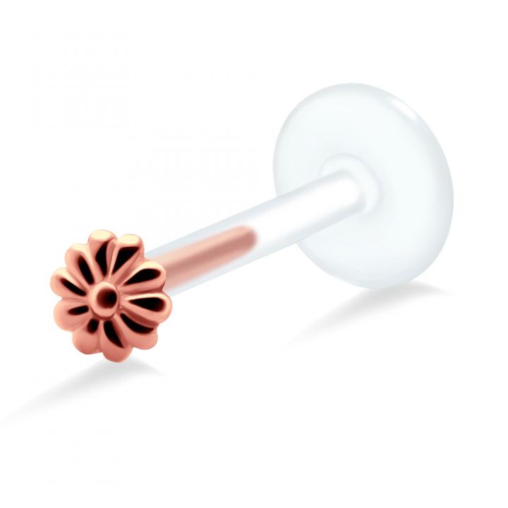 PTFE Tragus Labret Blume silber schwarz goldfarbig roségoldfarbig