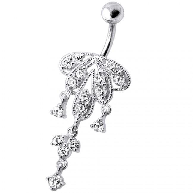 Bauchnabelpiercing Chirurgenstahl 925er Silber-Motiv Blumen