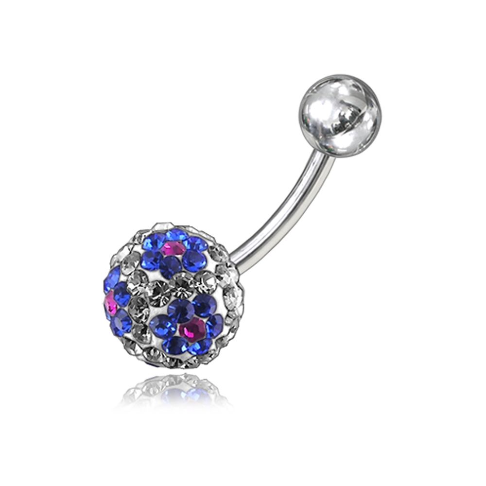 Bauchnabelpiercing Blume Multi Kristall Klar/Blau Stahl Banane