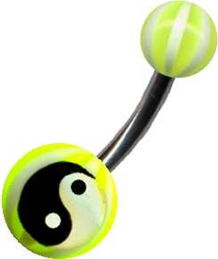 p3011_5 Bauchnabelpiercing Yin Yang UV-Acryl Motiv Kugel