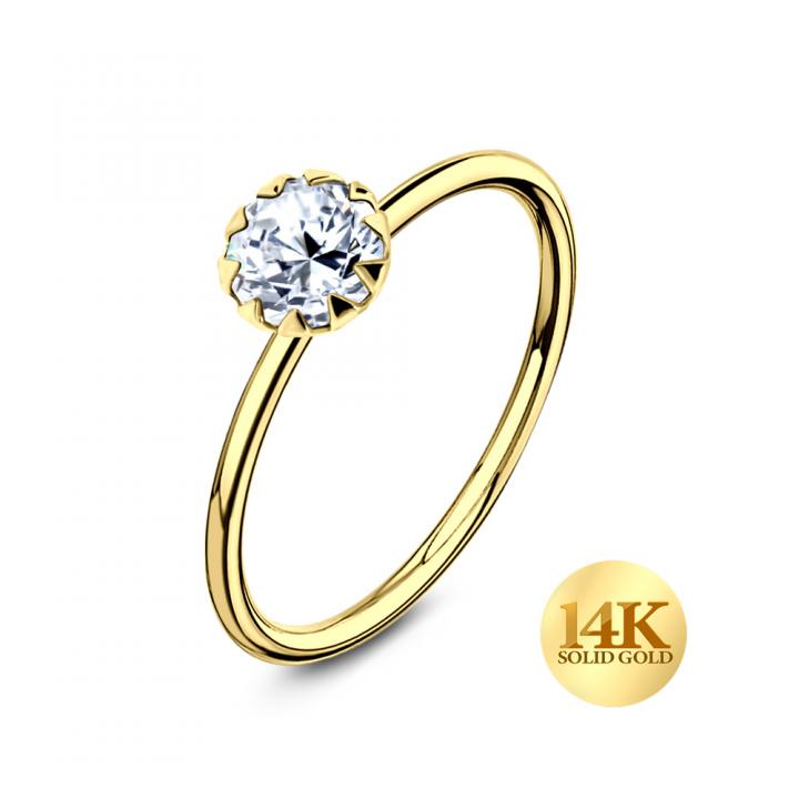 Nasenring aus 14karat Echtgold Gelbgold mit 2.2mm-Kristall