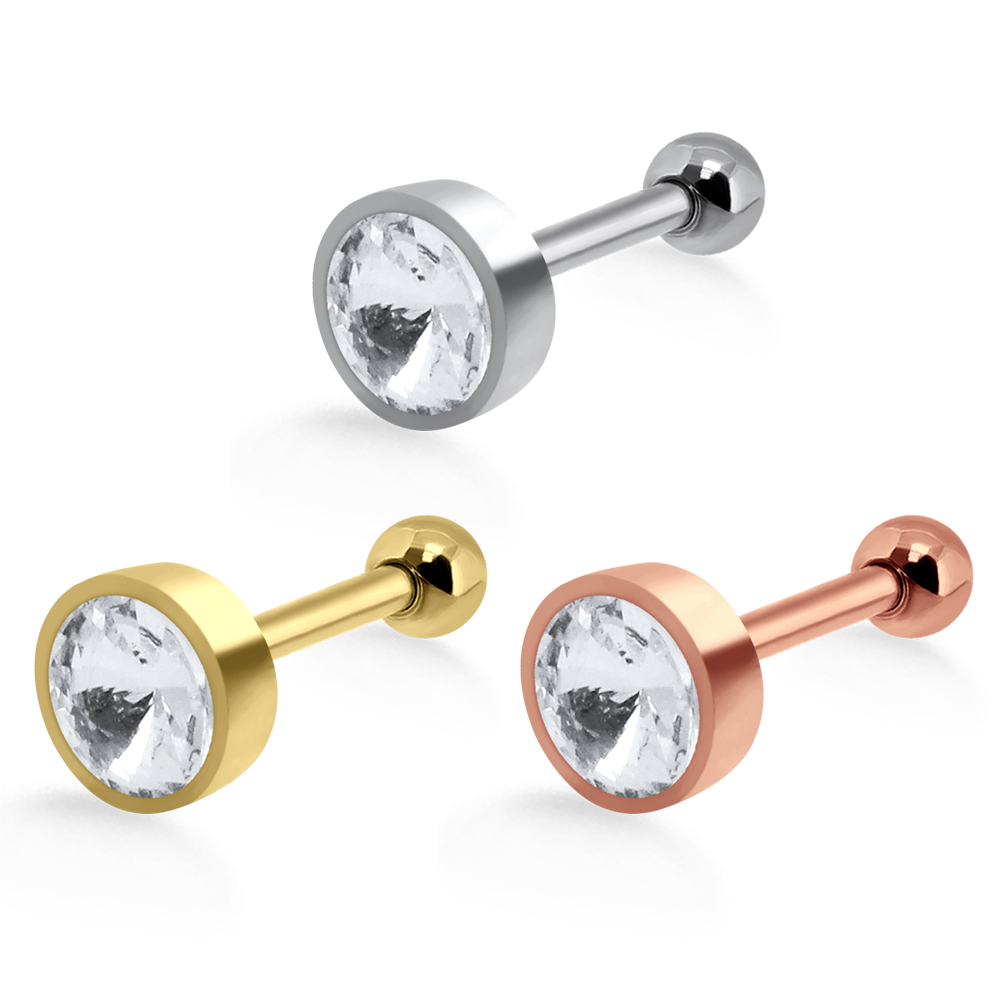 Helix Tragus Piercing großer Kristall silberfarbig goldfarbig roségoldfarbig